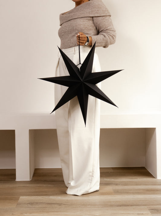 CHRISTMAS STAR - BLACK - 7 POINTS - 60 CM