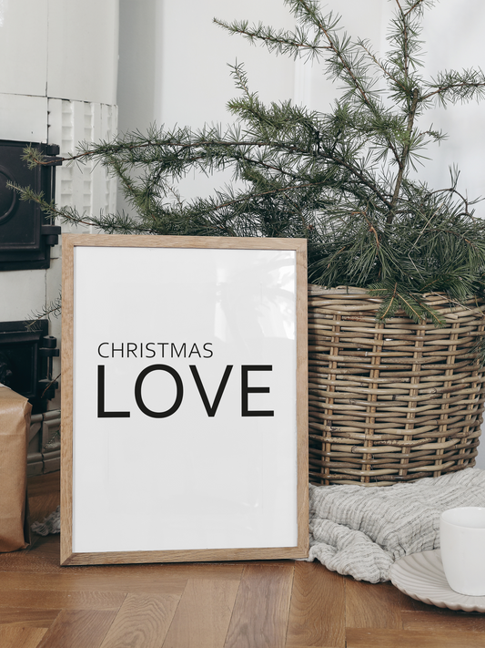 huisje van sanne kerst poster wit met zwarte letters Christmas love