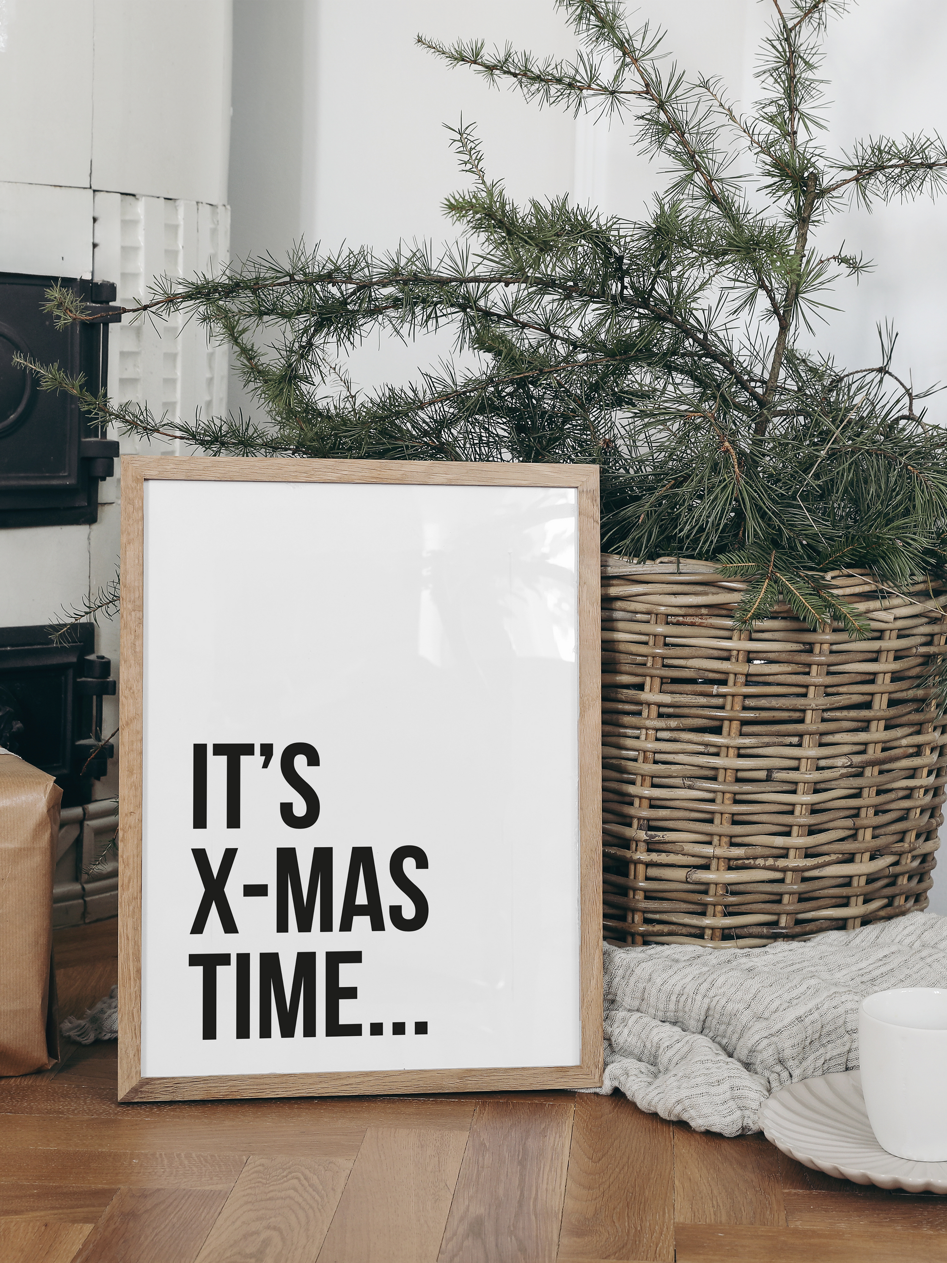 huisje van sanne kerst poster zwart wit it's xmas time