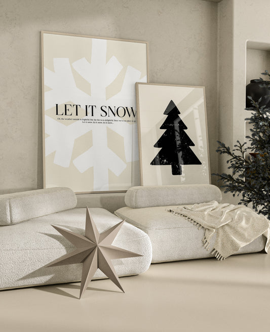 huisje van sanne japandi x xmas kerst poster let it snow