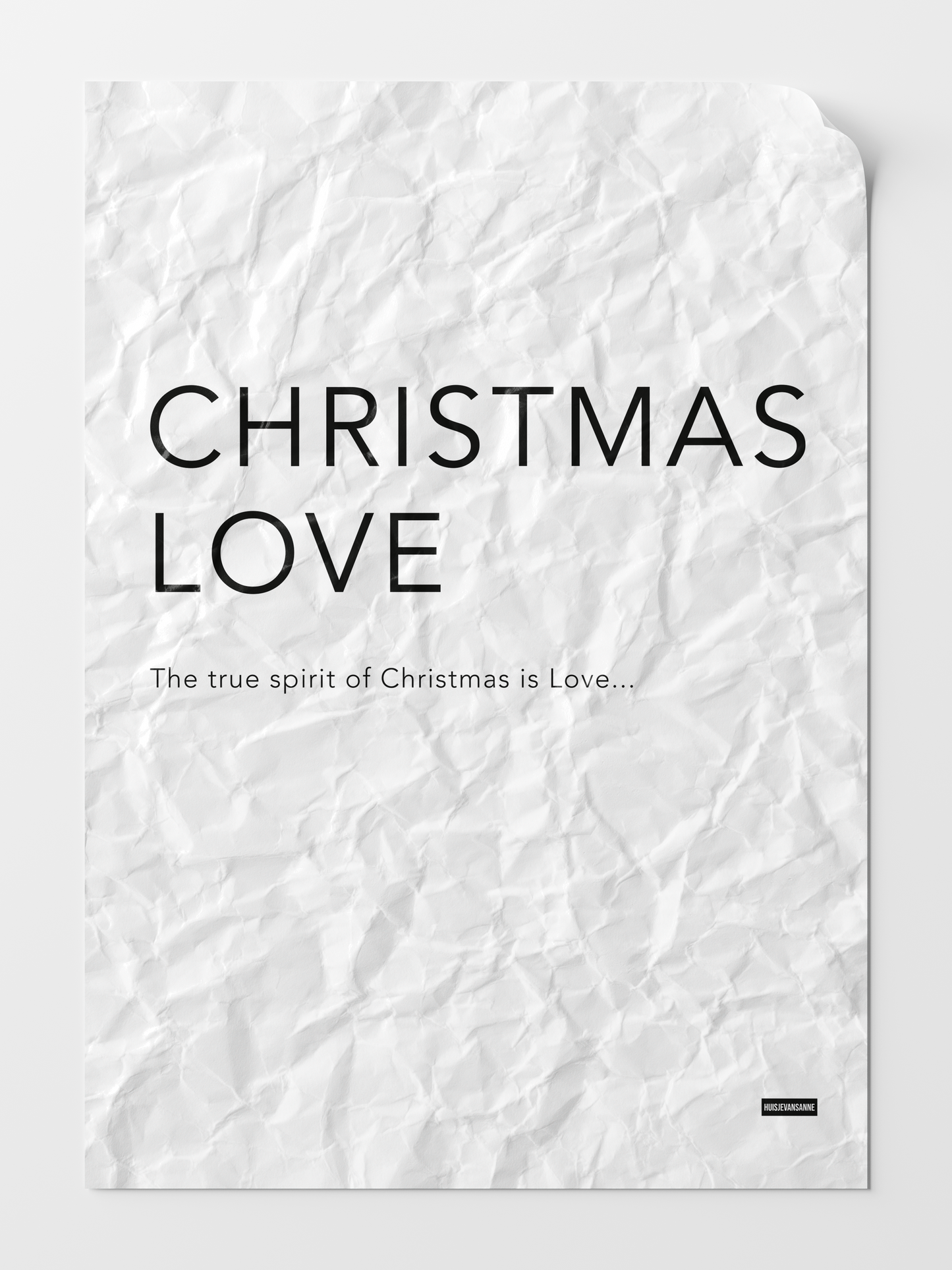 huisje van sanne Kerst old canvas wanddoek  wit met zwarte letters Christmas Love