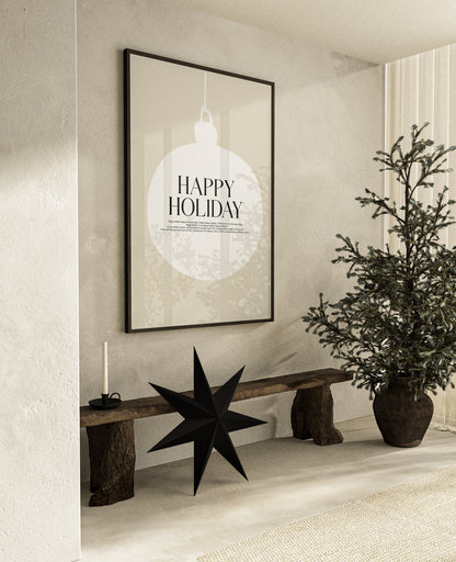 huisje van sanne happy holiday poster beige met zwart japandi stijl