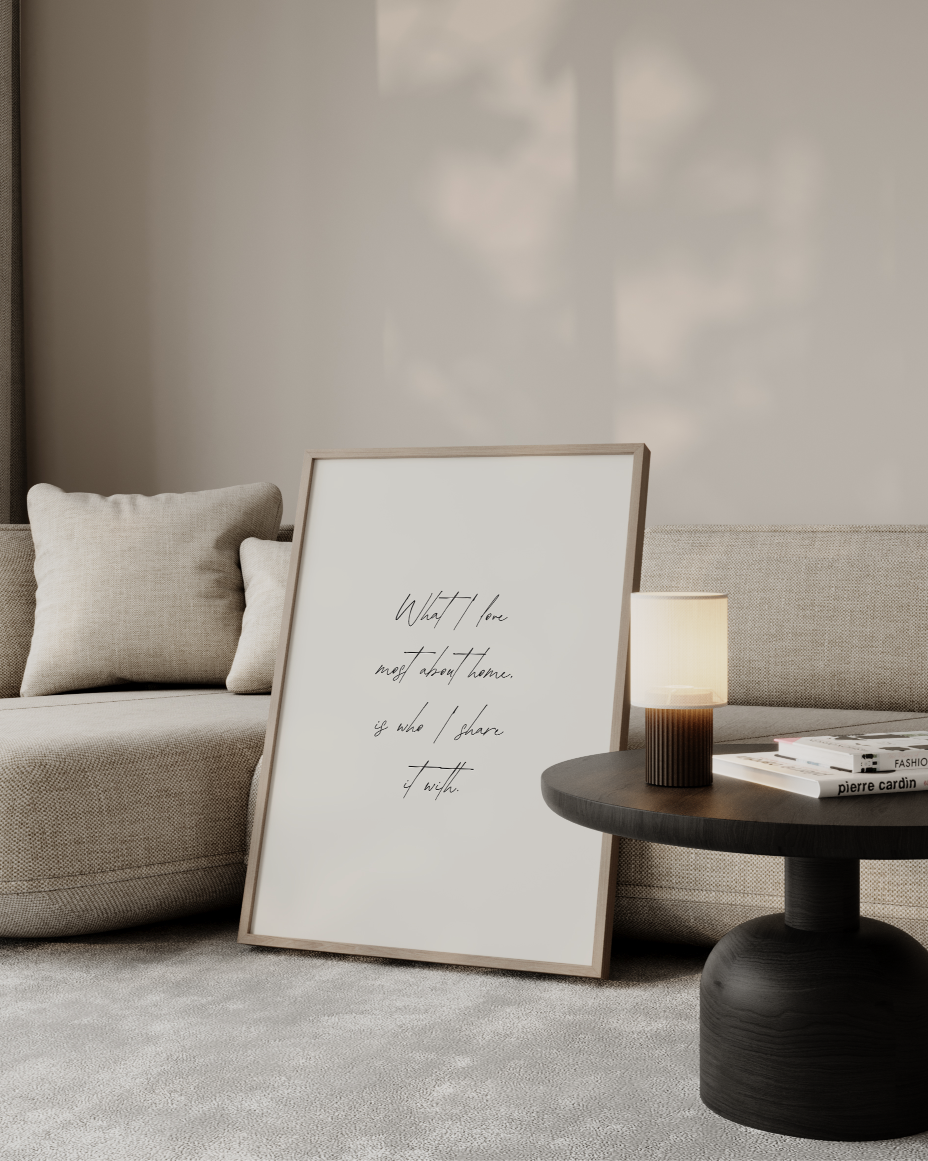 poster white chalk met tekst what I love about home, is who I share it with