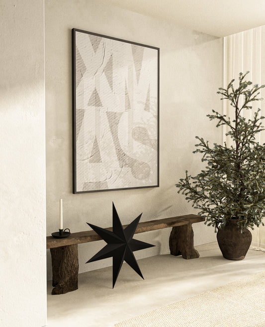 huisje van sanne  beige en witte xmas kerst poster met texture voor japandi modern interieur