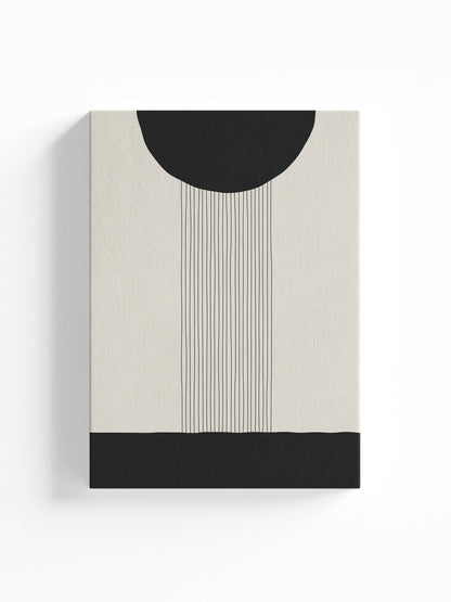 huisje van sanne abstract art canvas print beige met zwarte en witte geometrische vormen