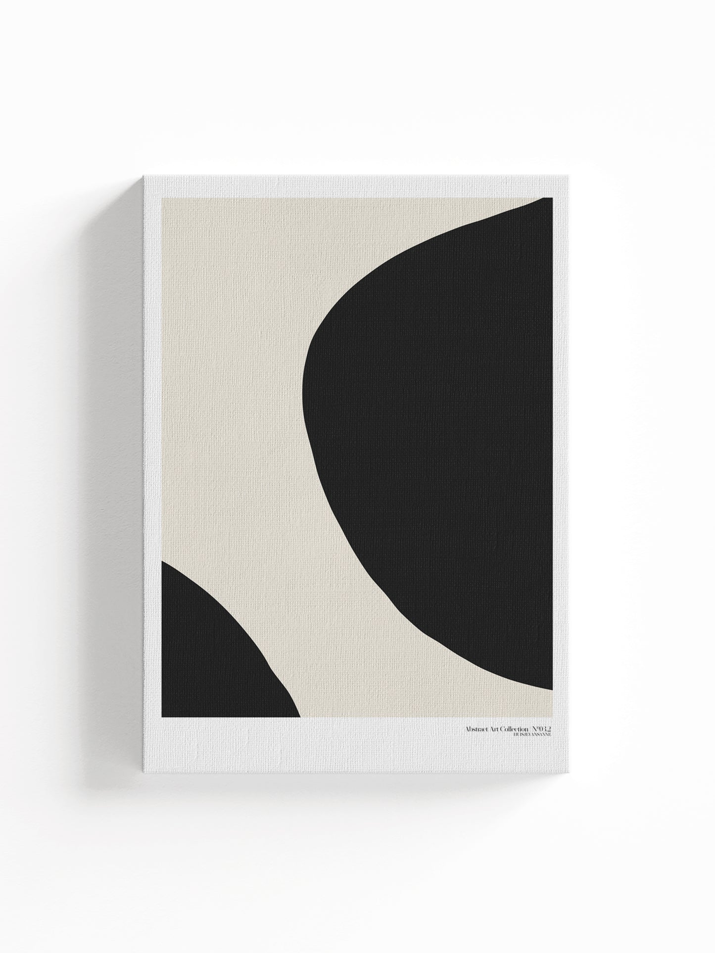 huisje van sanne abstract art canvas print beige met zwarte en witte geometrische vormen