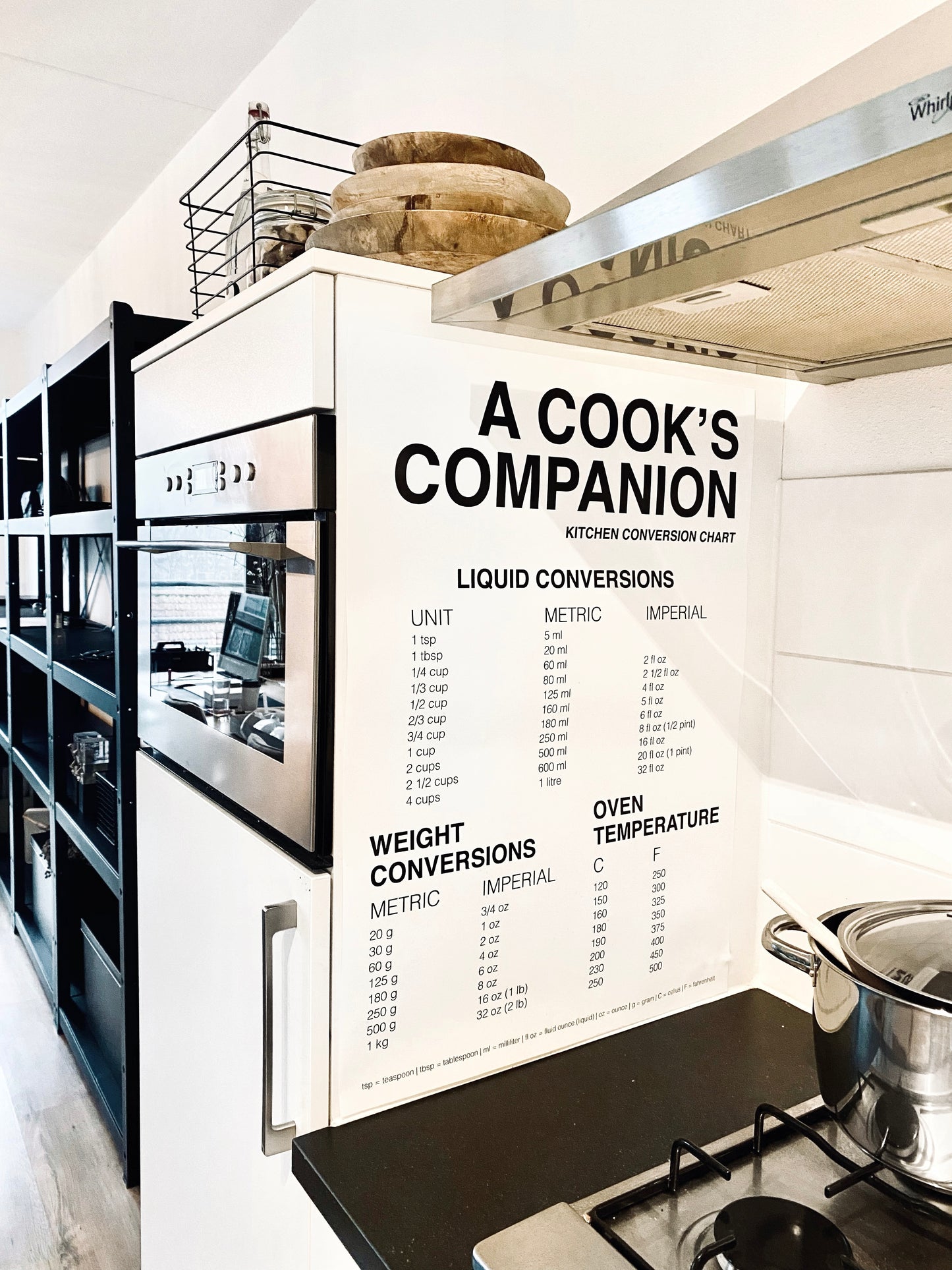 huisje van sanne kitchen conversion chart handige omrekentabel poster voor keuken zwart wit met tekst