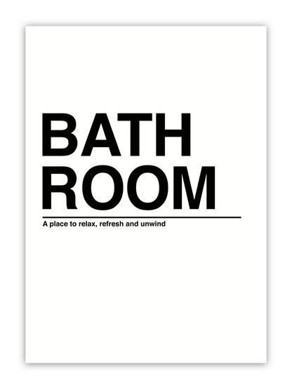 HUISJEVANSANNE poster voor badkamer zwart wit met tekst: bathroom, a place to relax, refresh and unwind