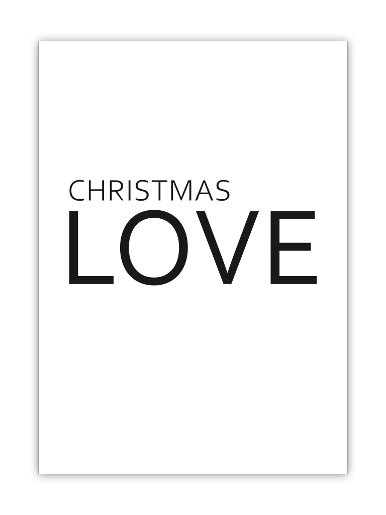 huisje van sanne kerst poster zwart wit met tekst christmas love