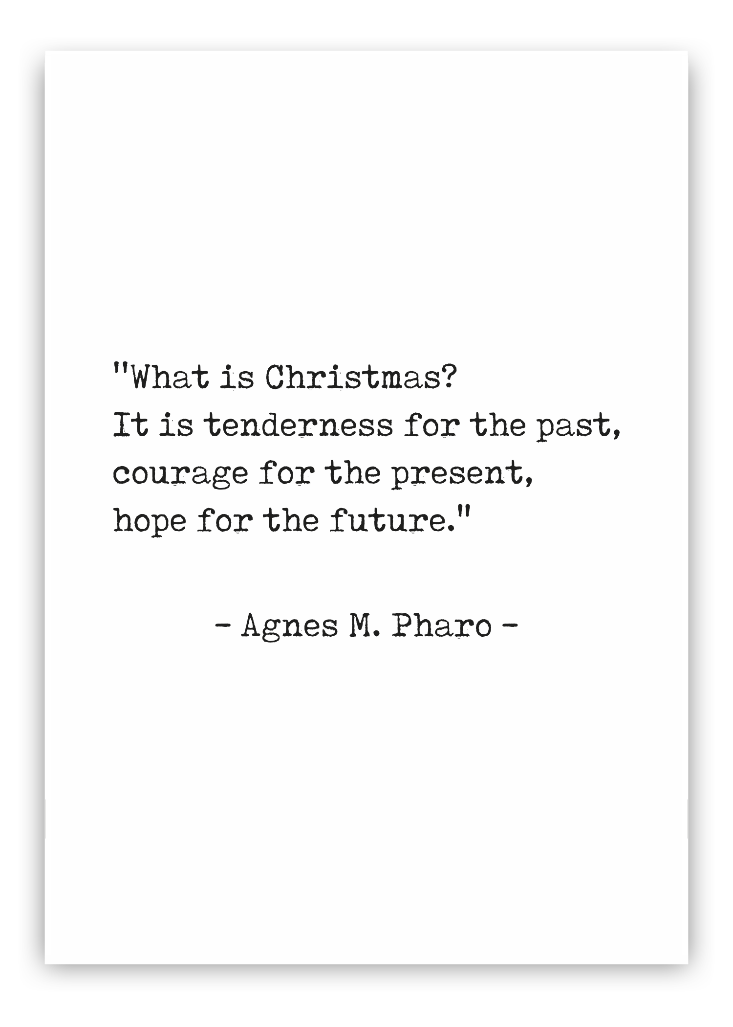 huisjevansanne kerst poster met kerst quote van Agnes M Pharo zwart wit