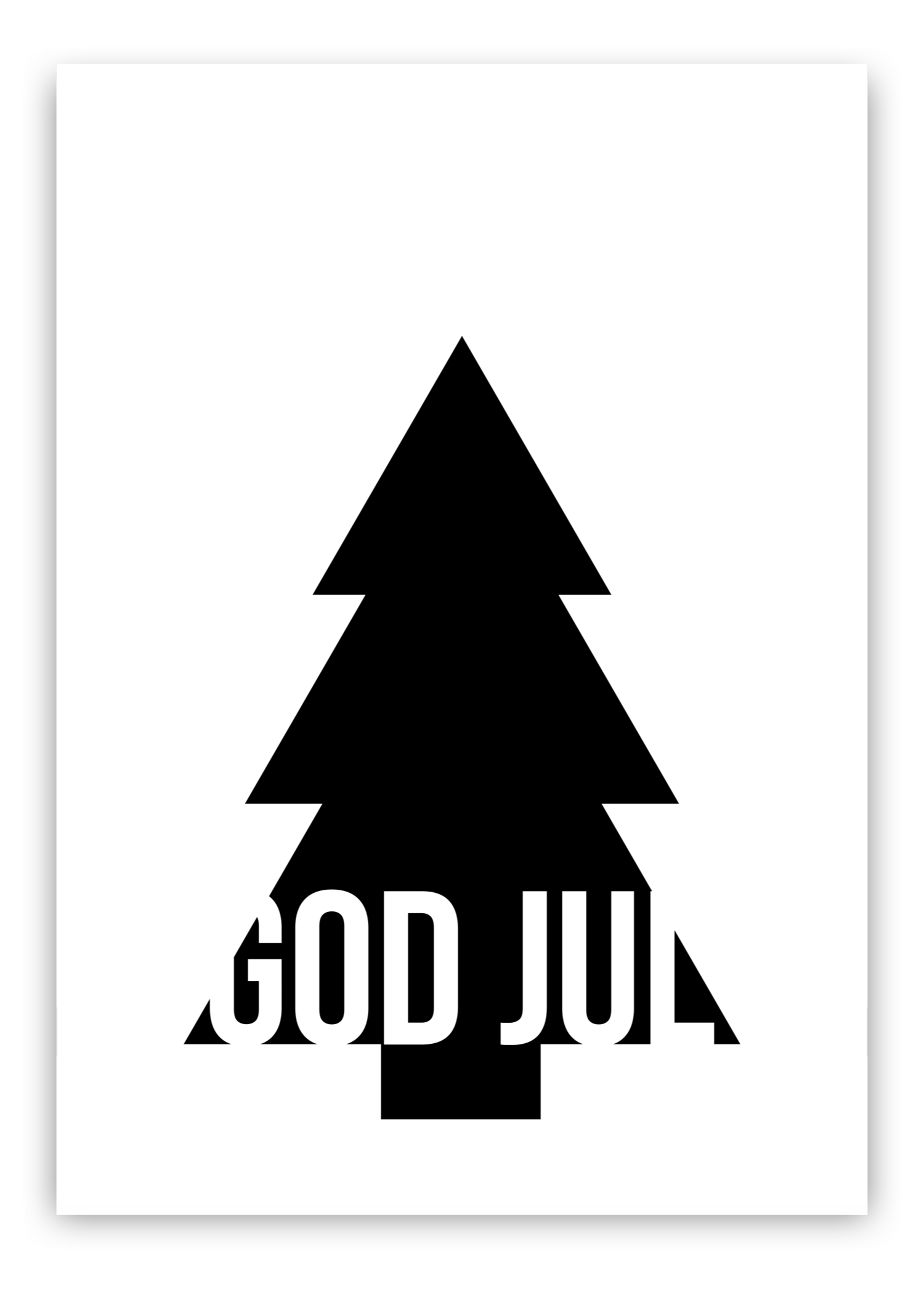 huisjevansanne kerst poster met kerstboom en tekst zwart wit god juk
