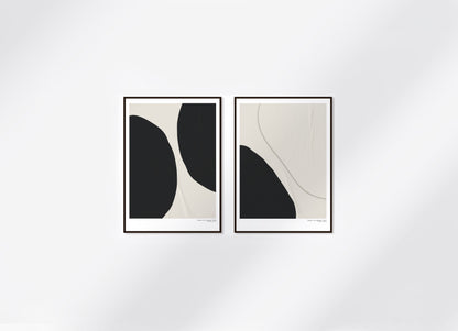 huisje van sanne abstract art poster met geometrische beige, zwart en witte vormen